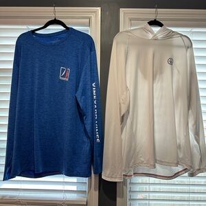 Vineyard Vines Men's Blue and White Long Sleeve Tees